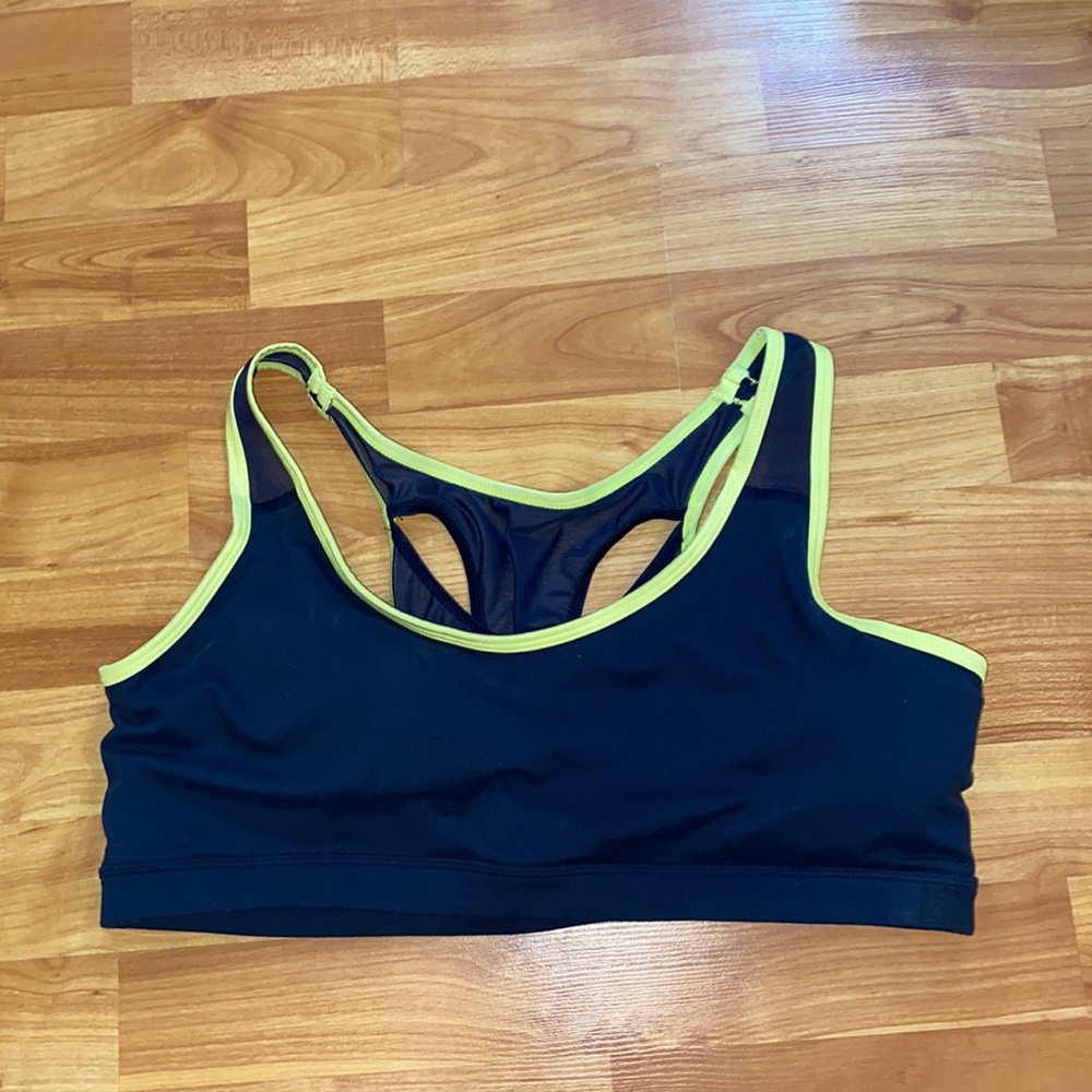 Zobha Mesh Racerback Sports Bra in Navy/Lime